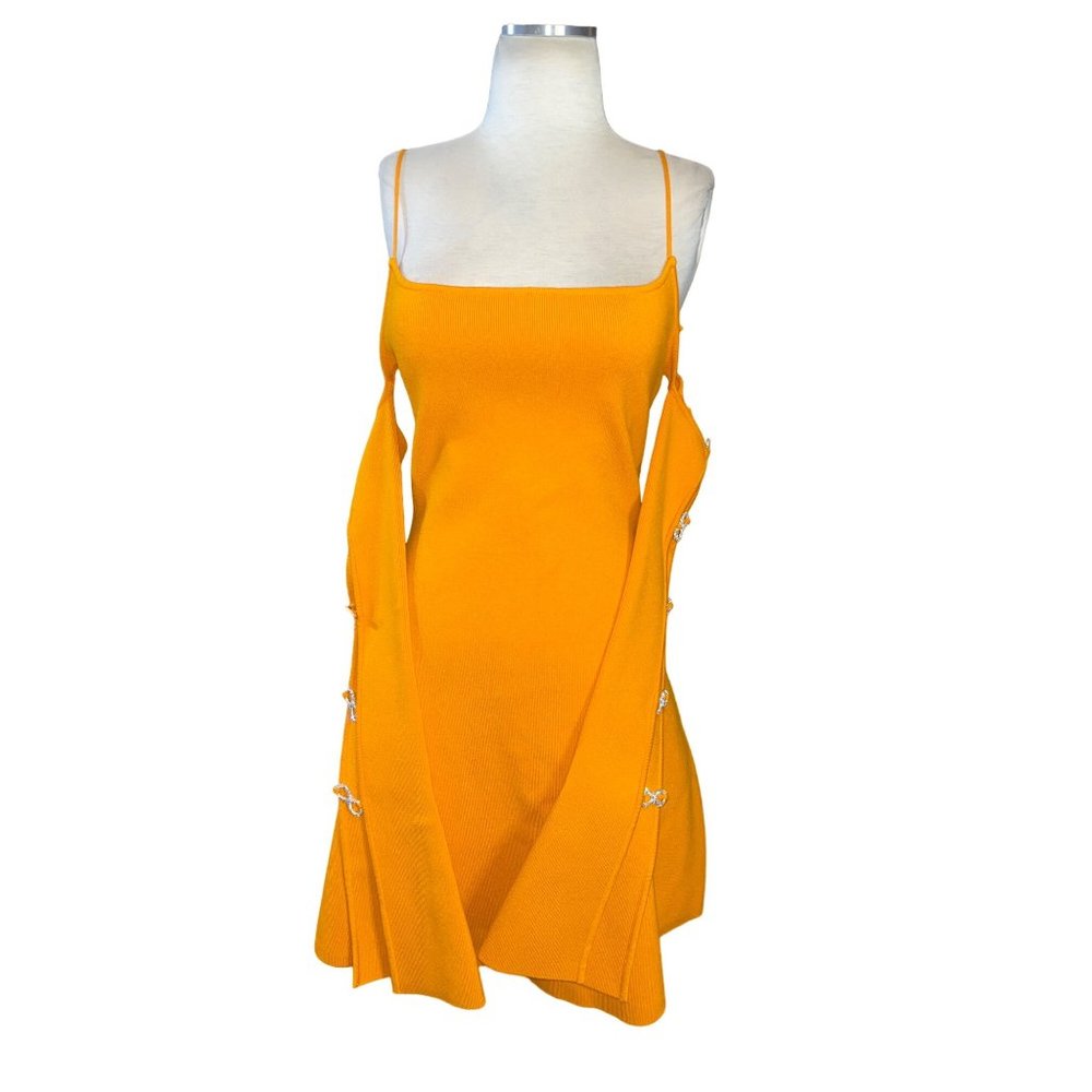 Mach & Mach Amelie Crystal Bow Ribbed Cold Shoulder Sweater Dress Large New - Picture 5 of 15
